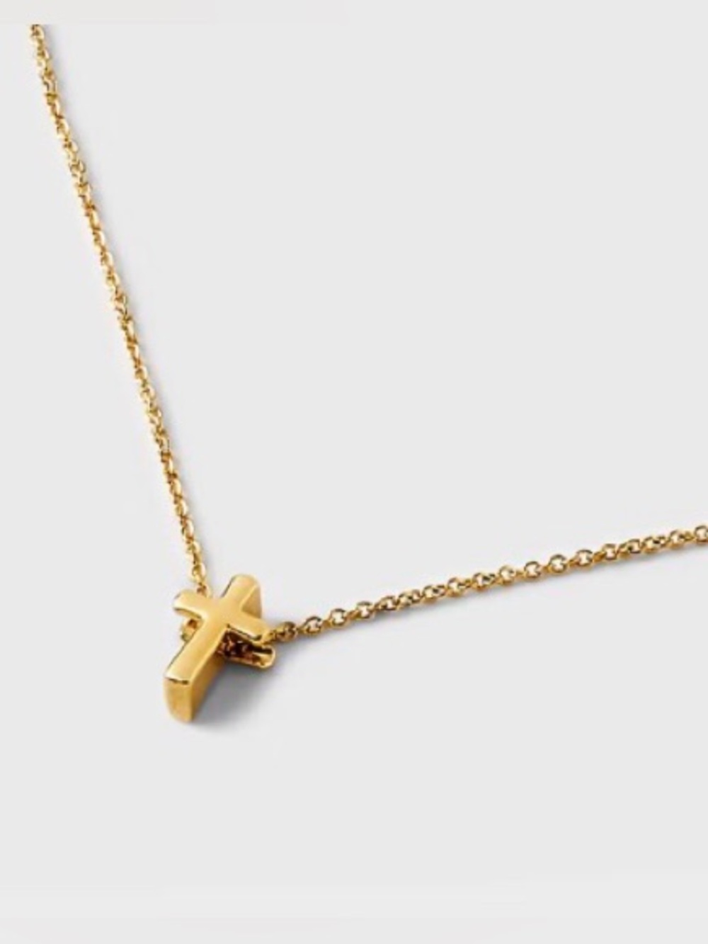 Tiny Tags 14K Gold Ion Plated Cross Chain Necklace - Gold